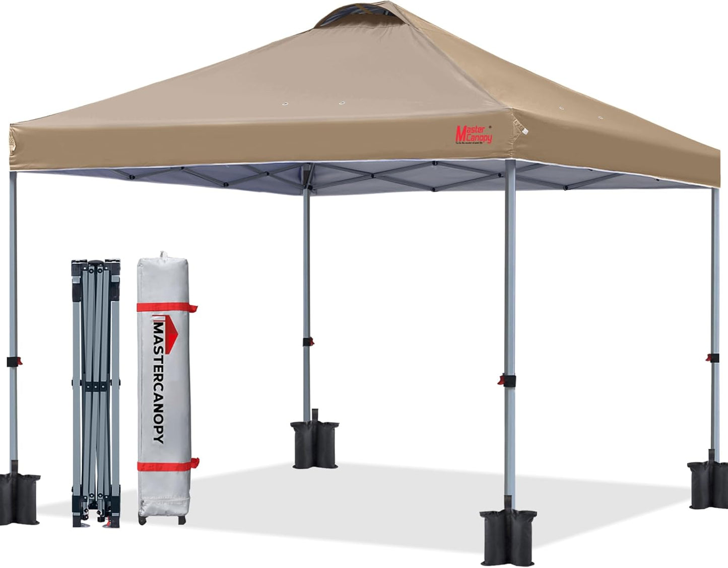 MASTERCANOPY Durable Pop-up Canopy Tent with Roller Bag (Khaki)