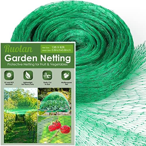 Ruolan Bird Netting for Garden Protect Vegetable Plants and Fruit Trees13X82Ft,Plastic Trellis Netting for Birds, Deer,Squirrels and Other Animals