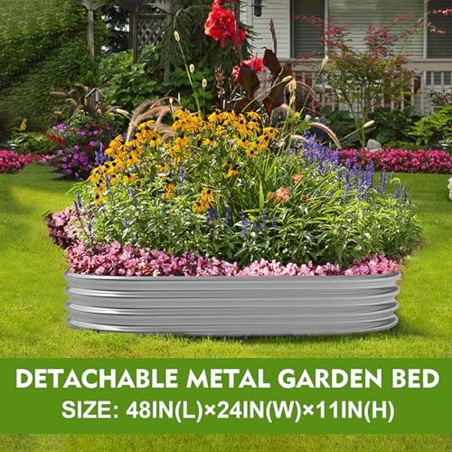 2-Pack Metal Raised Garden Bed, 4x2x1ft Galvanized Planter Box for Outdoor Vegetables & Flowers, Corrosion-Resistant Raised Garden Beds Outdoor with Open-Bottom Design, Lead-Free Herb Garden Planter