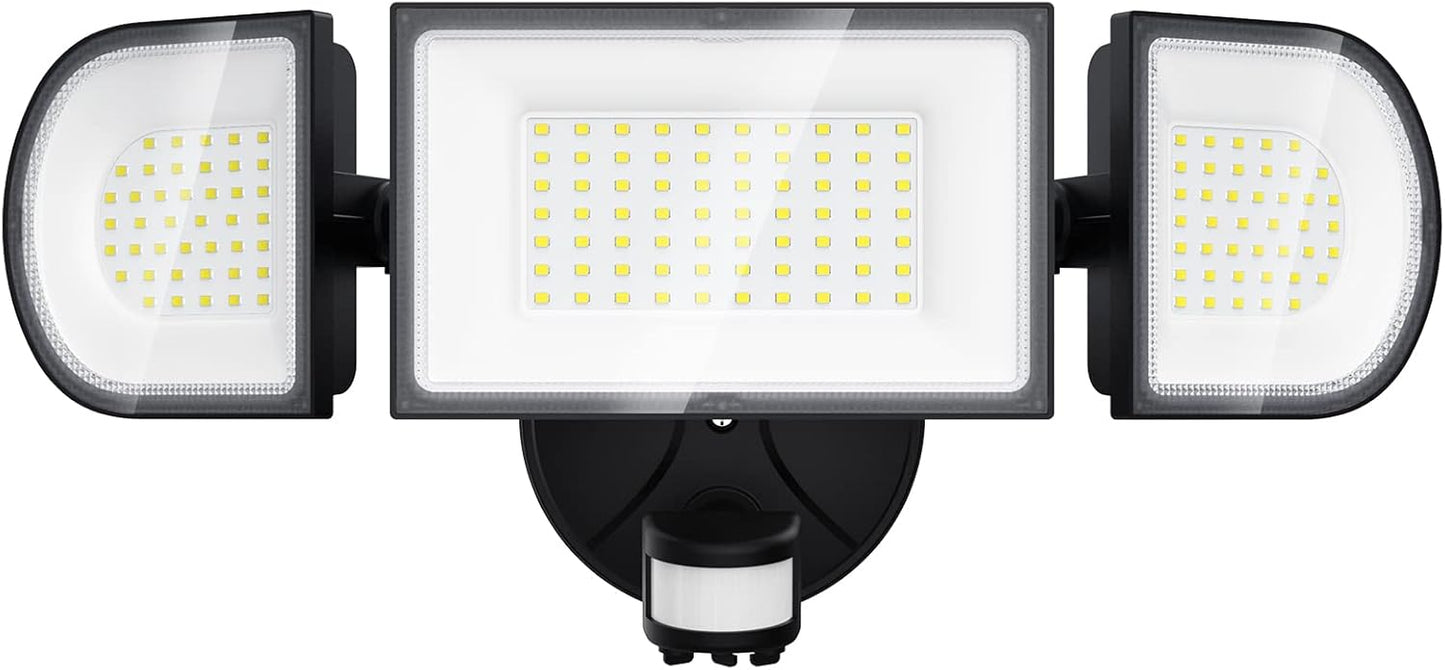 iMaihom 100W Motion Sensor Light Outdoor, 9000LM 6500K LED Security Floodlights, 3 Adjustable Head Motion Detection Light IP65 Waterproof for Yard Garage (Black)