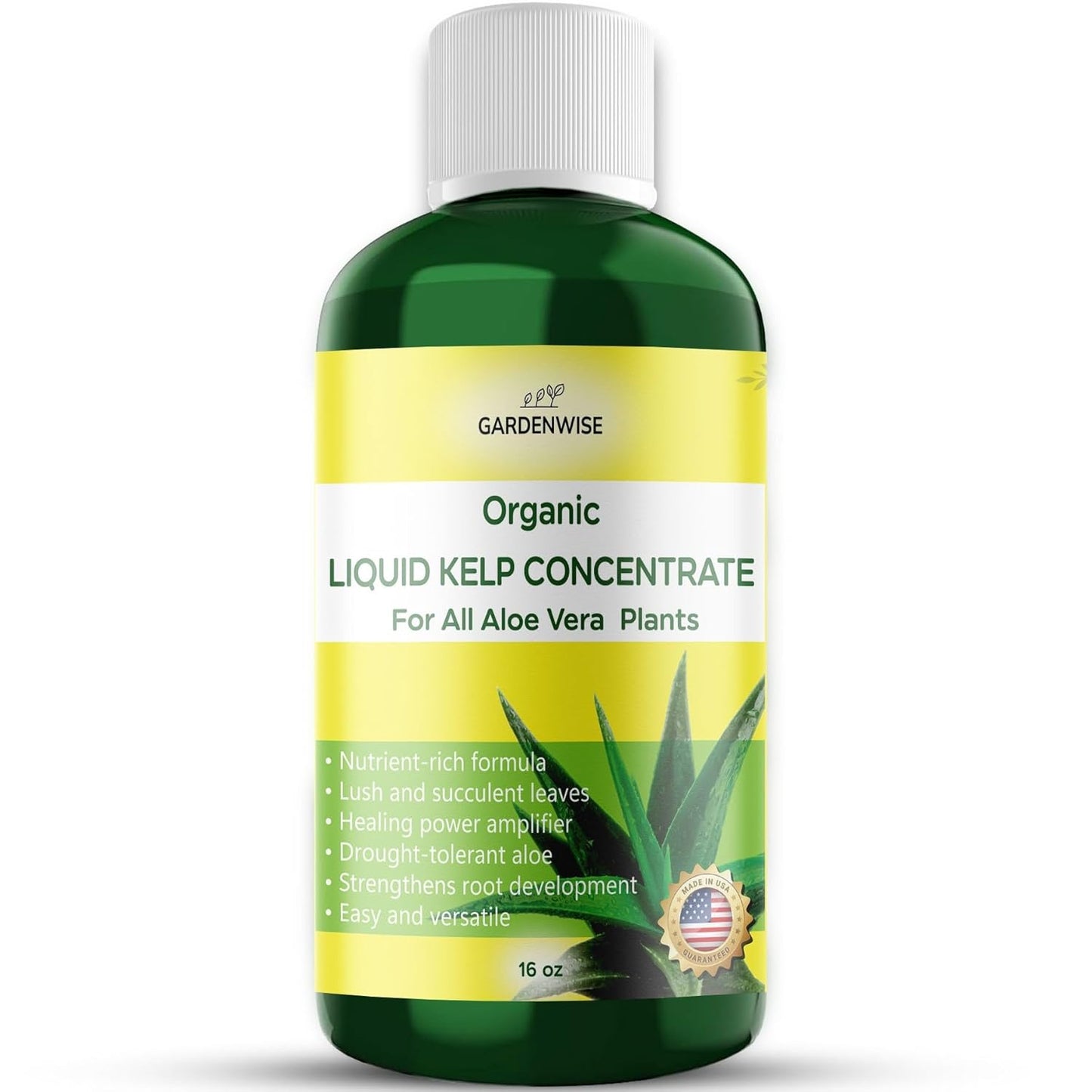 Organic Premium Kelp Seaweed Fertilizer - Liquid Hydroponics Fertilizer - Liquid Plant Food - Nutrient-Rich Soil Enhancer - Natural Plant Food for Aloe Vera (16 OZ)