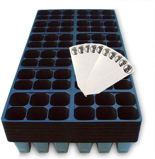 Seed Starter Tray, 1440 Cells (240 Trays - 6 Cells Per Tray) + Plant Stakes