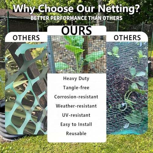 POYEE 15x15ft Bird Netting, 1/2-inch Square Mesh Garden Netting