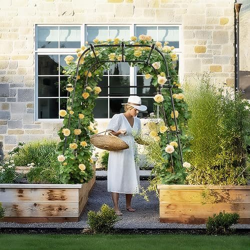 AlisisFores Garden Arch Plant Trellis, Black, 6.7FT