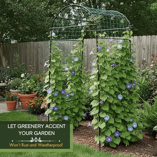79" Tall Metal Cucumber Trellis Arch Sturdy Frame for 4FT Raised Garden Bed