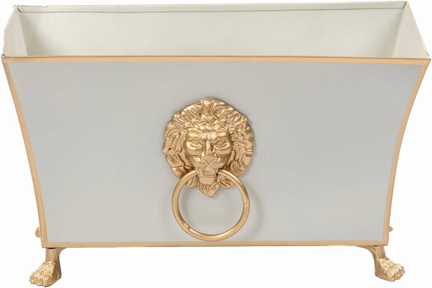 Jaye's Studio Paws and Claws Regency Fluted Rectangular Cachepot, Taupe Metal Planter for Indoor Plants, Rectangle Flower Plant Pot, Wedding Decor Centerpiece Planter, 12 Inch