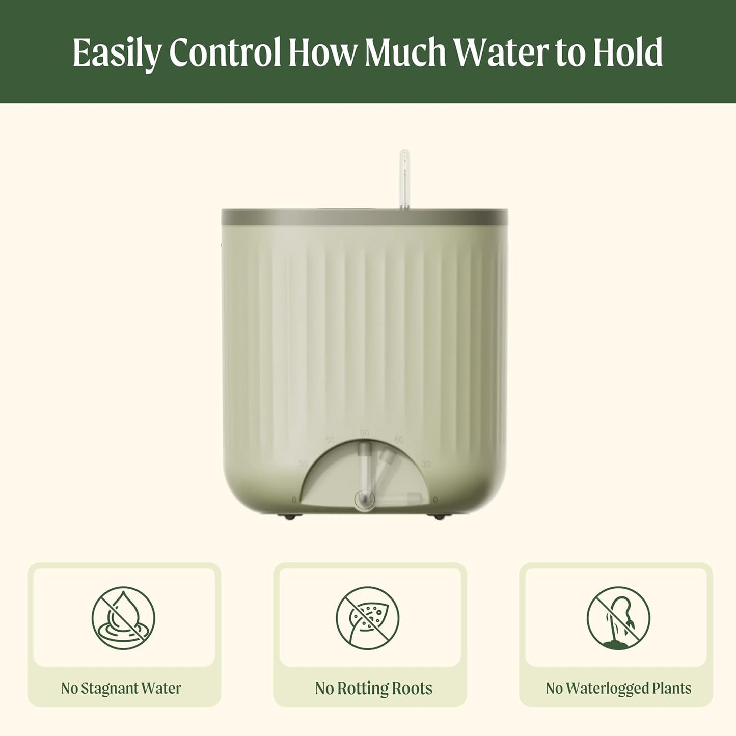 Vego garden Self Watering Pots Home Planters with Water Gauge for Effortless Indoor Plants Fog Gray