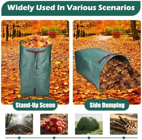Leaf Collector, Reusable Lawn and Garden Bags 2 Pack 72 Gallon Large Yard Dustpan-Type Garden Bag for Collecting Leaves, Collapsible Trash Can, with Gardening Gloves