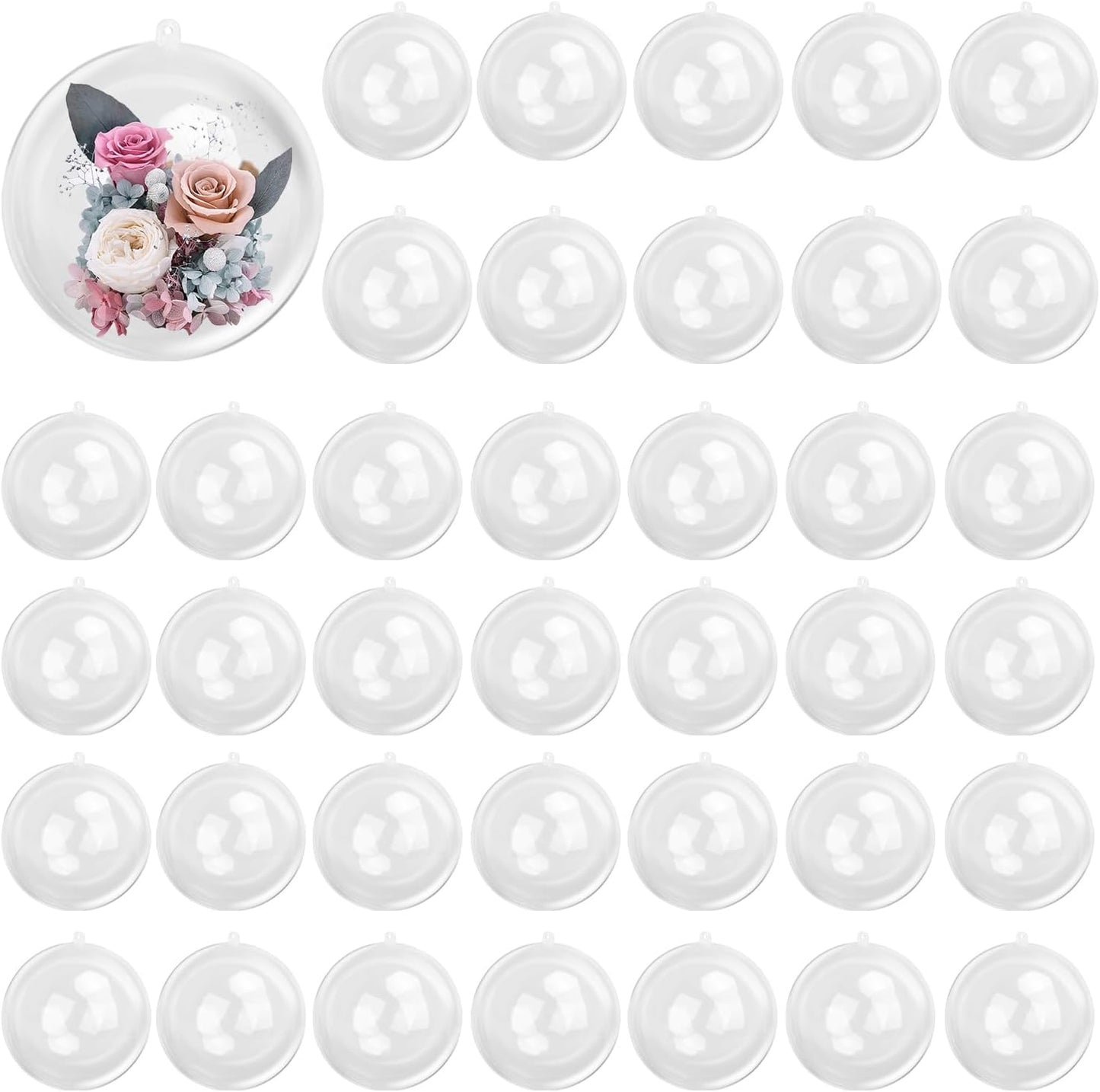 39 Pcs 4 Inch Clear Acrylic Fillable Balls, Christmas DIY Fillable Ornaments Balls, Acrylic Ornaments Ball for Christmas, Holidays, Weddings, Parties, and Home Decor