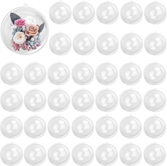 39 Pcs 4 Inch Clear Acrylic Fillable Balls, Christmas DIY Fillable Ornaments Balls, Acrylic Ornaments Ball for Christmas, Holidays, Weddings, Parties, and Home Decor