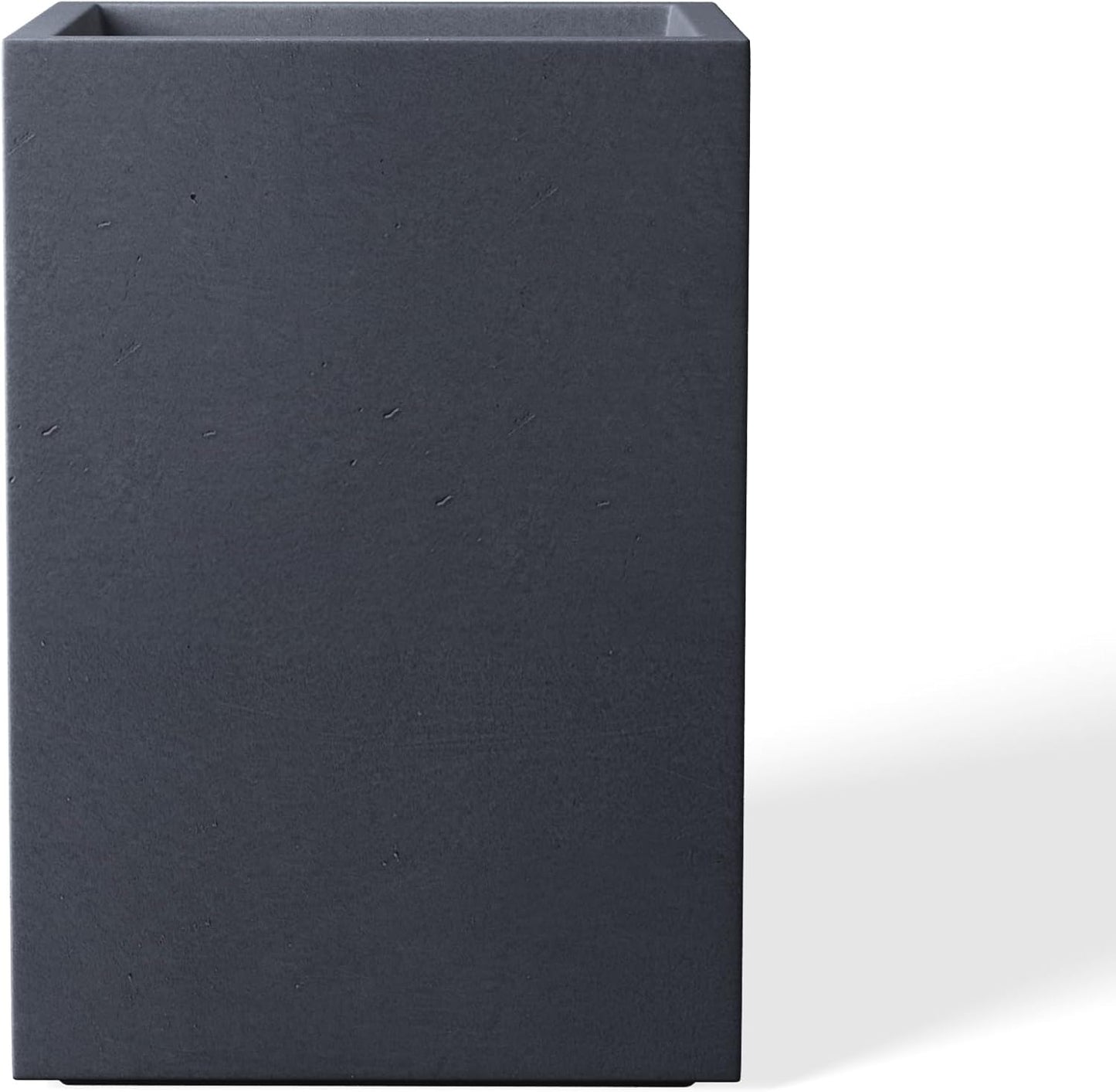 Kante 18.5" H Tall Rectangular Concrete Planters, Outdoor Indoor Lightweight Plant Pots with Drainage Hole and Rubber Plug, Modern Style for Home Garden Patio, Charcoal