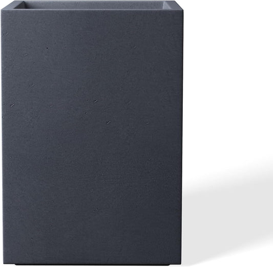 Kante 15.7" H Tall Rectangular Concrete Planters, Outdoor Indoor Lightweight Plant Pots with Drainage Hole and Rubber Plug, Modern Style for Home Garden Patio, Charcoal