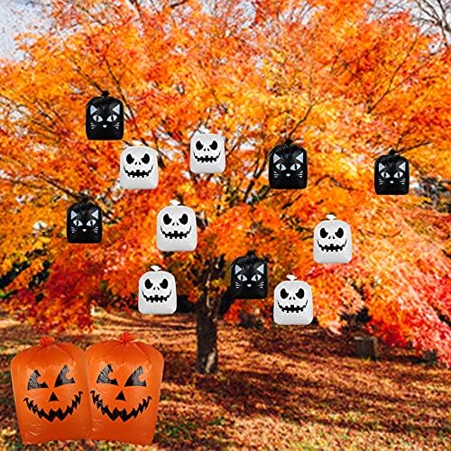 Giiffu 9-Pack Halloween Leaf Bags, Plastic Lawn Bags for Fall Yard Leaves