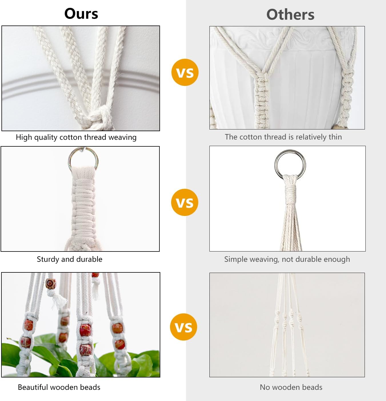 Belit 2 Pack Macrame Plant Hangers Indoor Hanging Planter Basket Decorative Flower Pot Holder Rope for Indoor Outdoor Home Decor