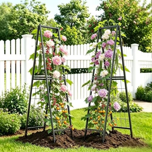 Zhongma Metal Garden A-Frame Trellises Heavy Duty Plant Support 77" H