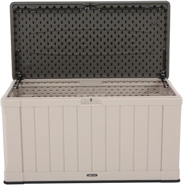 LIFETIME 60186 Heavy-Duty Outdoor Storage Deck Box, 116 Gallon, Desert Sand/Brown