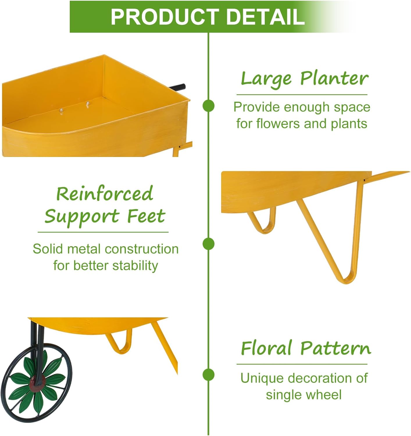 BAYN Metal Wheelbarrow Flower Cart Planter, 2 Packs Plant Stands with Triangular Support Handles Non-Rolling Wheel Vintage Wagon Planter Pots for Home Patio Garden Backyard Rustic Outdoor Decor