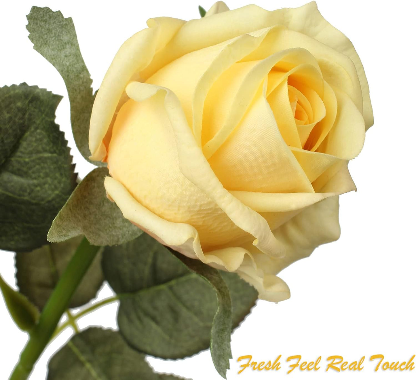 Artificial Realistic Roses Yellow Flowers 24" Real Touch Silk Roses Bouquet Long Stems Rose for Flower Arrangement Fake Roses Decor for Home Party Wedding Table Centerpieces Roses Realistic - 5 Pcs