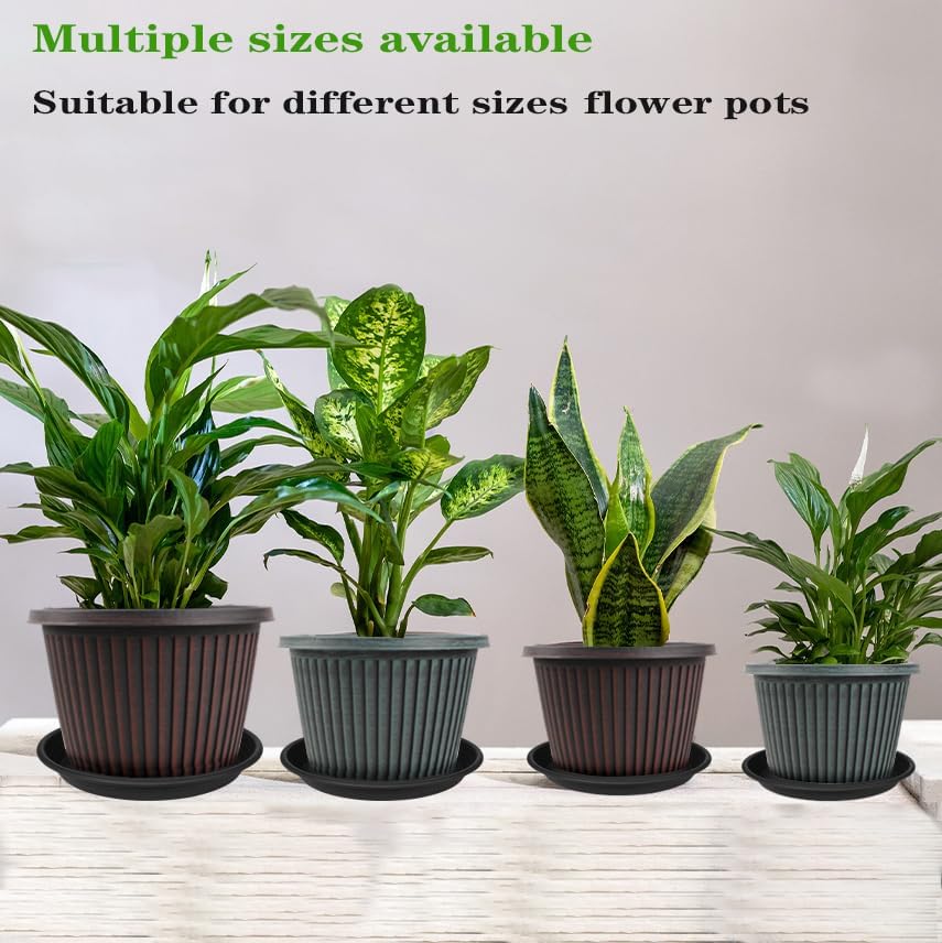 6 Pack Plant Saucer Plant Tray, 4 6 8 10 12 13 15 17 19 inch Plant Trays for Pots, Heavy Duty Plant Trays for Indoors no Holes, Plastic Plant Saucer for Planter, Bird Bath Bowls (6", Black)