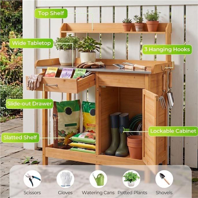 GLACER Outdoor Potting Bench Table