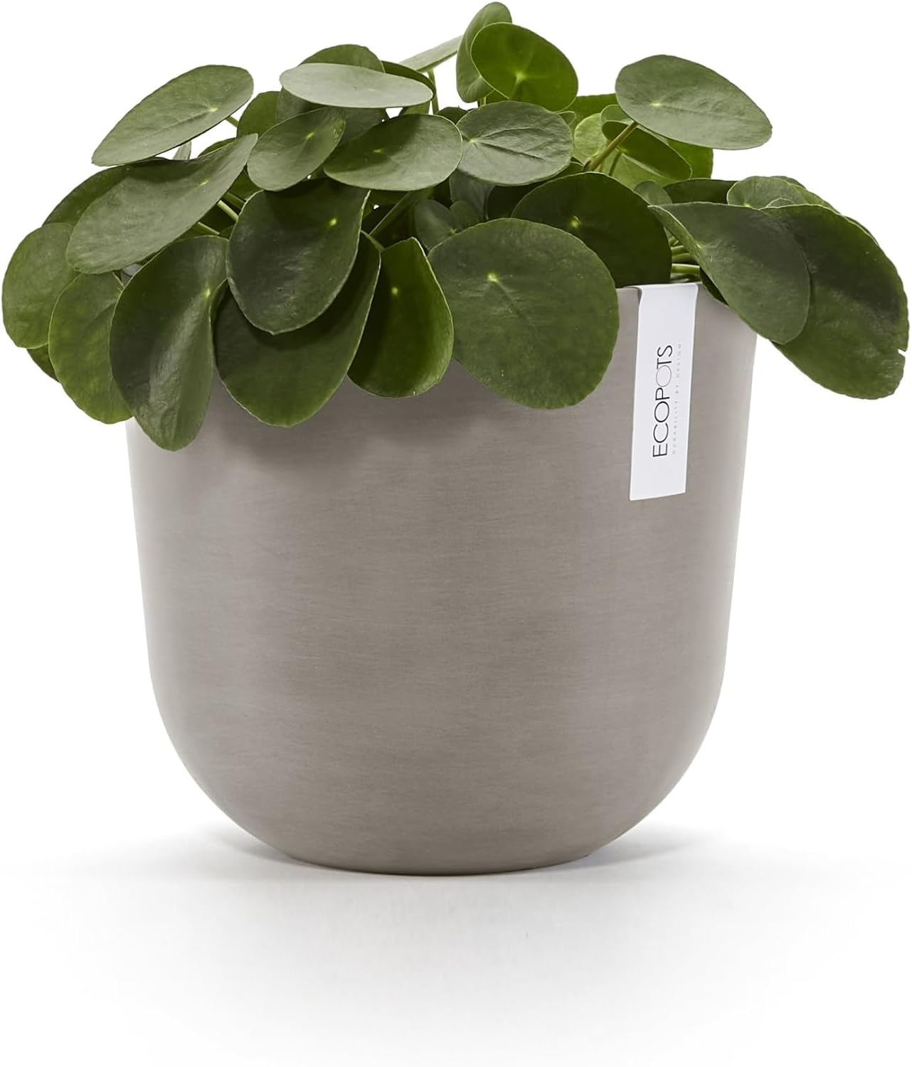 Ecopots Oslo Durable Modern Round Indoor/Outdoor Recycled-Based Composite Flower Pot Planter, Taupe, 10"