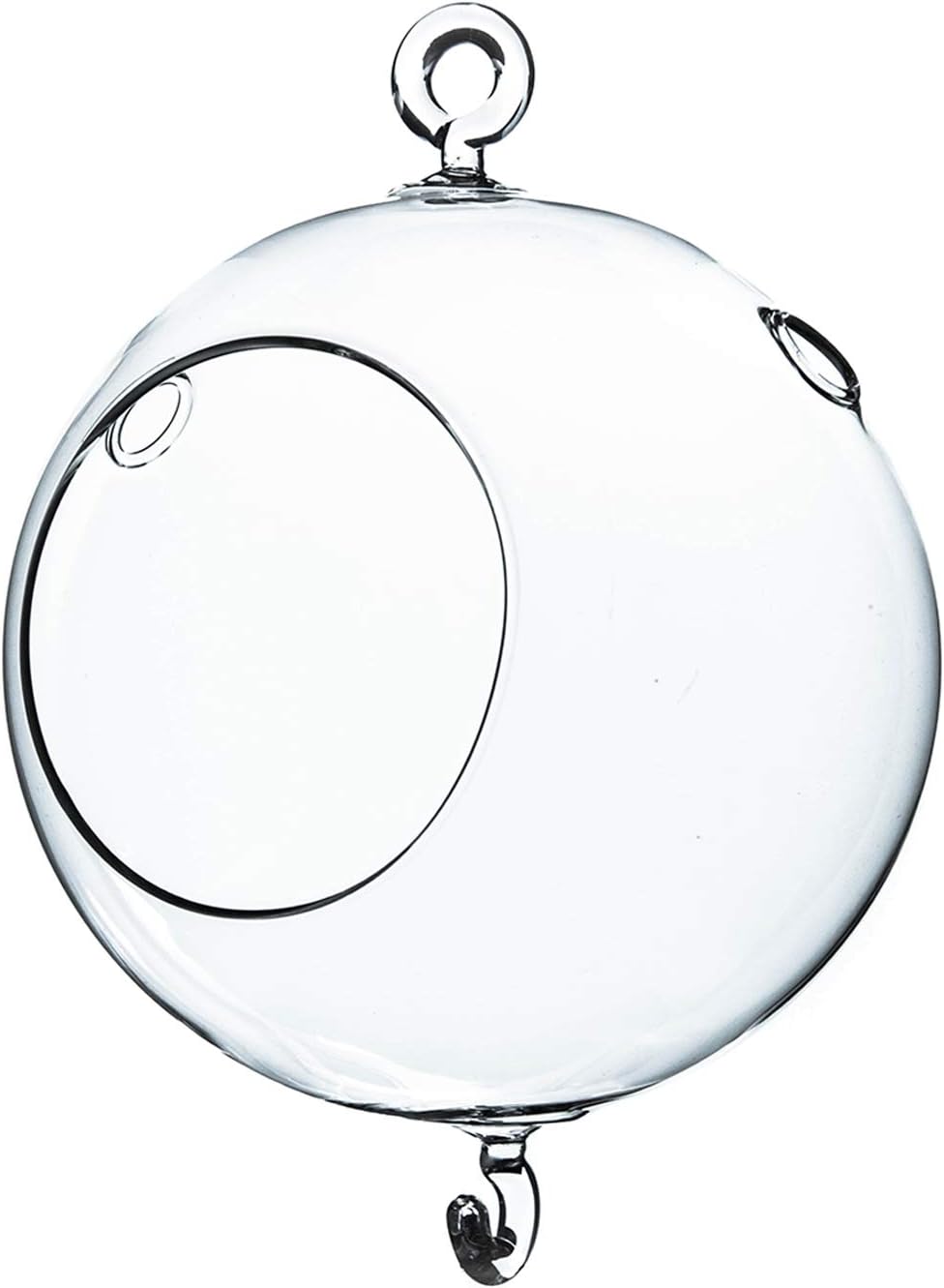 WGV Hanging Terrarium Globe, Width 5", Height 7", Double Hook, DIY Air Succulent Planter, Clear Glass Vase Orb, Candle Holder for Windowsill Outdoor Garden Decor, 1 Piece