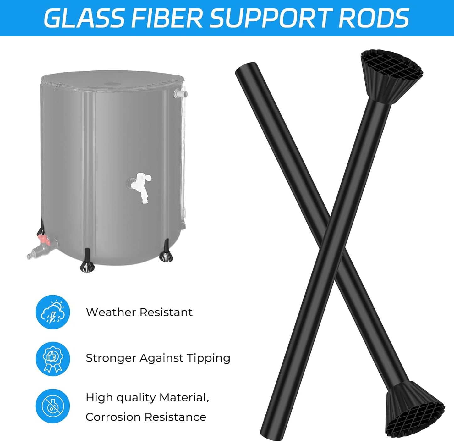 Rain Barrels to Collect Rainwater from Gutter - Portable Water Storage Tank Water Barrel Rainwater Collection System Rain Catcher Include Filter Two Spigots and Overflow Kit (53 Gallon, Black)