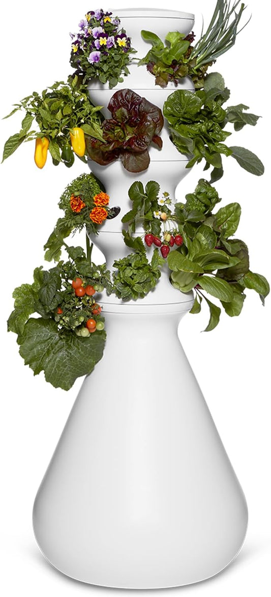 Farmstand Starter Kit + 24 Seedling Credit | Medium Hydroponic Growing System Kit | Self-Watering Outdoor Vertical Garden Planter Tower | 4ft 10in | Made in USA