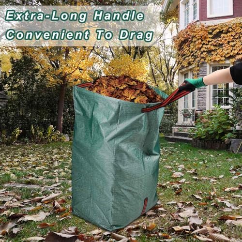 Leaf Collector, Reusable Lawn and Garden Bags 2 Pack 72 Gallon Large Yard Dustpan-Type Garden Bag for Collecting Leaves, Collapsible Trash Can, with Gardening Gloves
