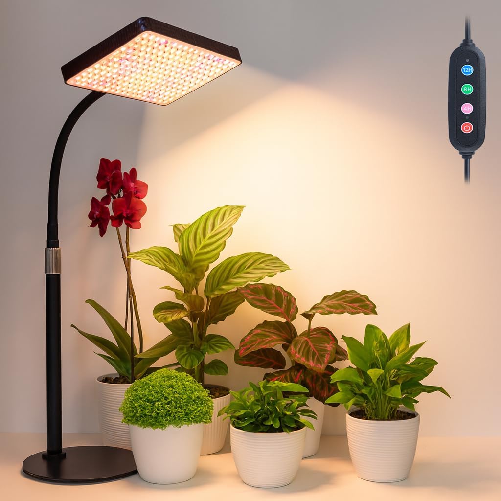 25W Table Top Grow Lights for Indoor Plants, Seed Starting, Bonsai with Timer Auto On/Off, 2500 Lumen Enough Bright Like A Small Sun for Your Jungle, Daisy Chain Function, 16"-24" Height Adjustable