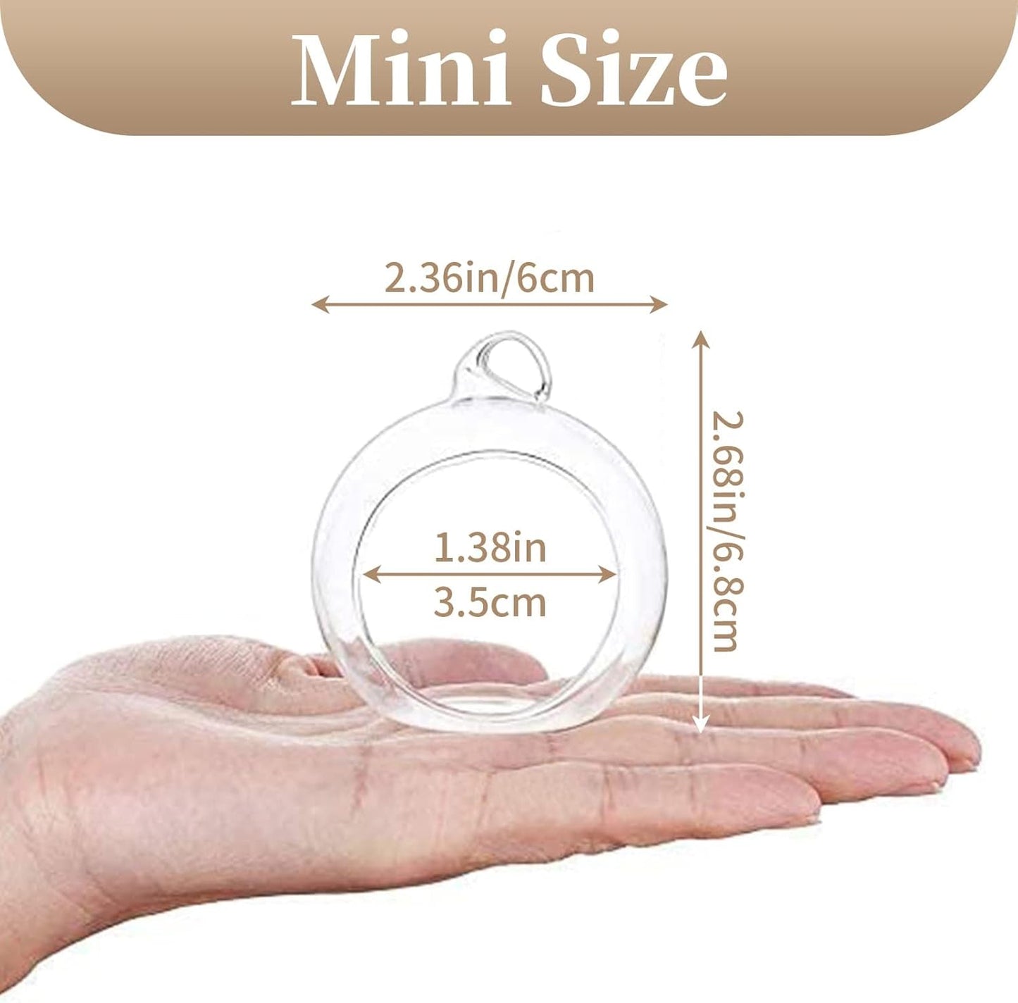 Sziqiqi Hanging Glass Globes Orbs Tea Light Candle Holders fillable with Trinkets for Wedding Ornaments, Wedding Birthday Christmas Party Centerpiece Accessory 2.36inch 10pcs +2 Extra