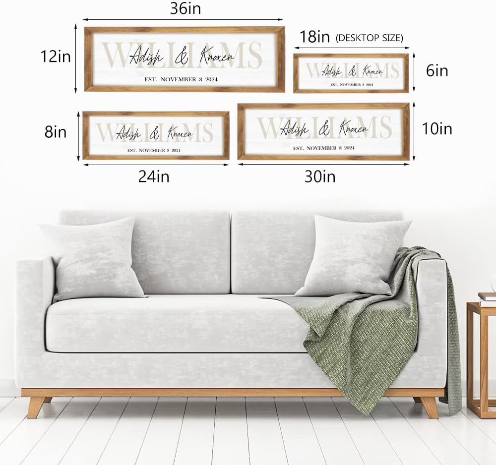 Wedding Gifts for Couples 2025, Custom Wood Sign for Bridal Shower Gift, Engagement Gift, Newlywed Gift, Personalized Framed Last Name Sign with Established Date for Home