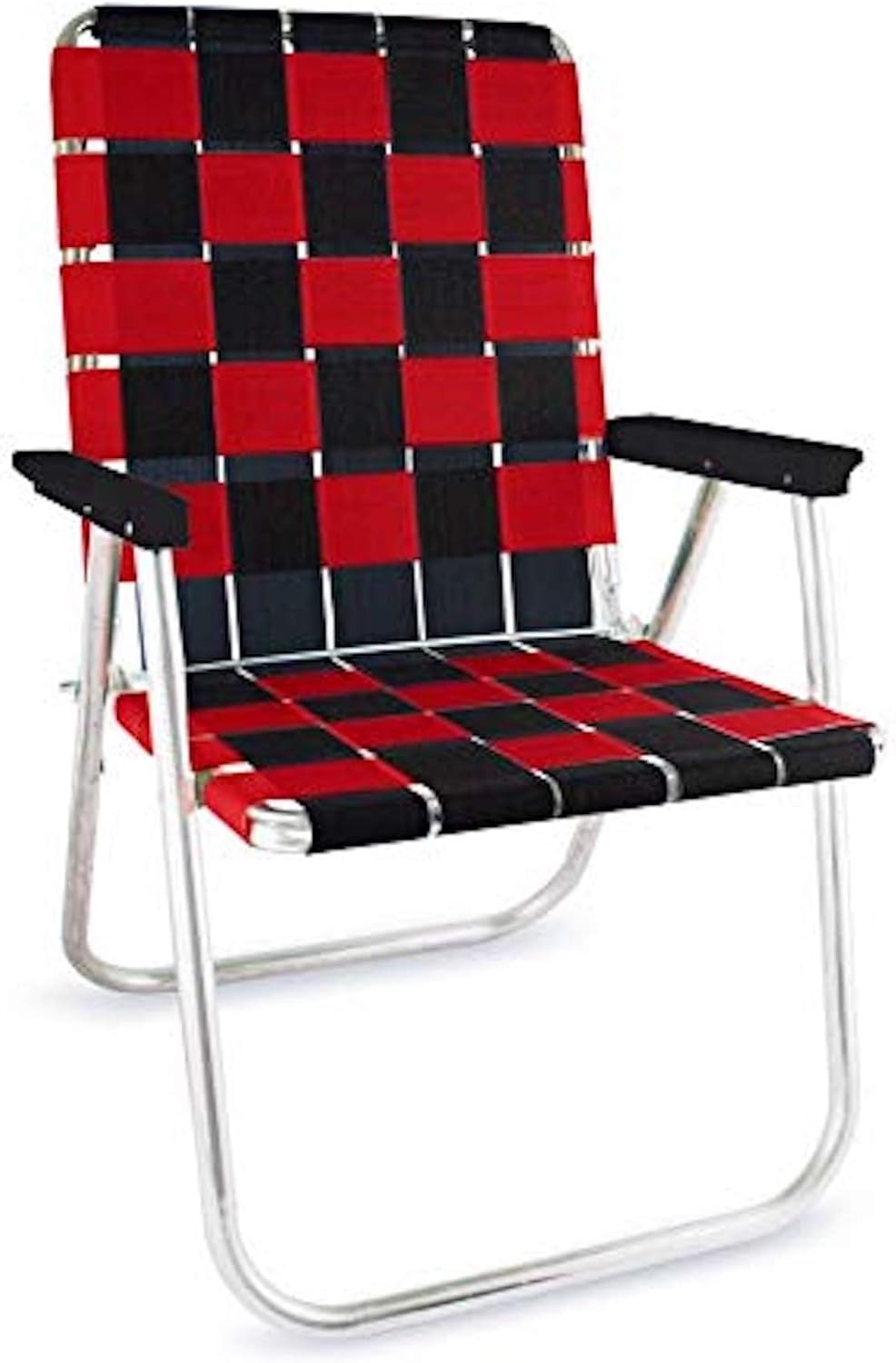 Lawn Chair USA Folding Aluminum Outdoor Patio Lawn Chair | Heavy-Duty Webbed Chairs for Camping, Sports, Beach, Yard & Tailgating | Lightweight Portable | Classic - Black/Red