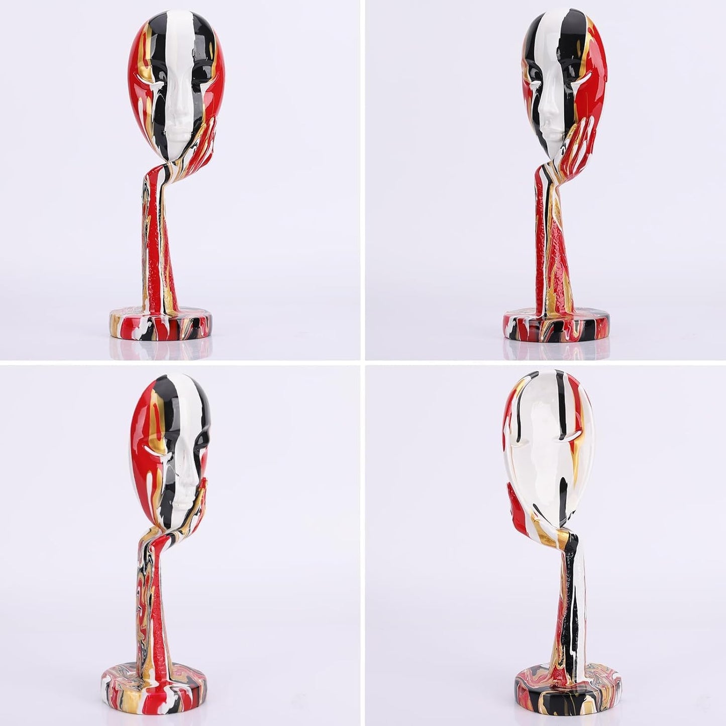 suruim Simple Creative Colorful Female Face Art Statue Thinker Sculpture Abstract Character Crafts Ornament Home Office Bedroom Living Room Study Decoration (Large-1 15.3in)