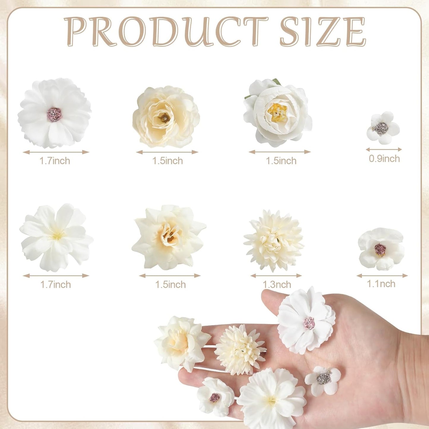 Faux Flower Heads Mini White Artificial Flower Heads Fake Peony Daisy Rose Flowers Multicolor Small Silk Daisy Flower Heads for Craft Garland Wedding Party DIY Home Decoration,2-4 cm