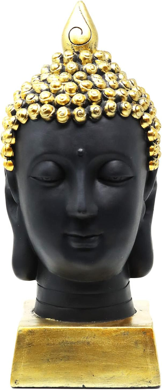 Seraphic Buddha Head Statue for Home Decor or Outdoor, Gold, 13" Tall