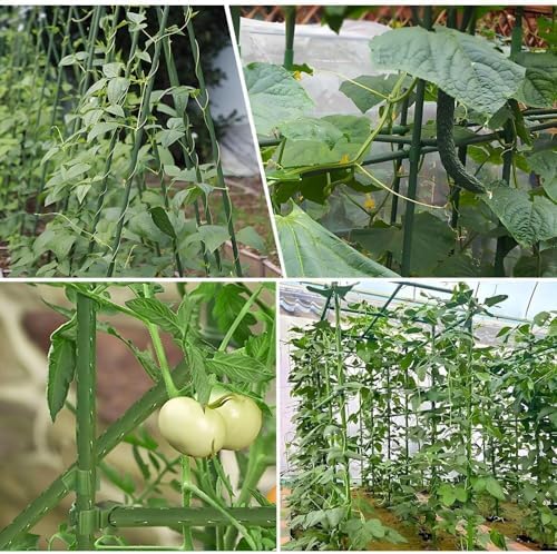 Sturdy Garden Stakes 18 Inch SupKing DIY 3/4/5/6/7ft Tomato Support Stake Green Plastic Coated Metal Tall Plant Stick Poles Plants Trellis for Indoor Outdoor Climbing Cucumber Chili Eggplant-20 Packs