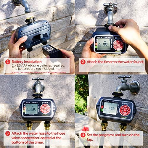 Eden 93412 Programmable Digital Water Timer 2-Zone, Compatible with Wireless Soil Moisture Sensor