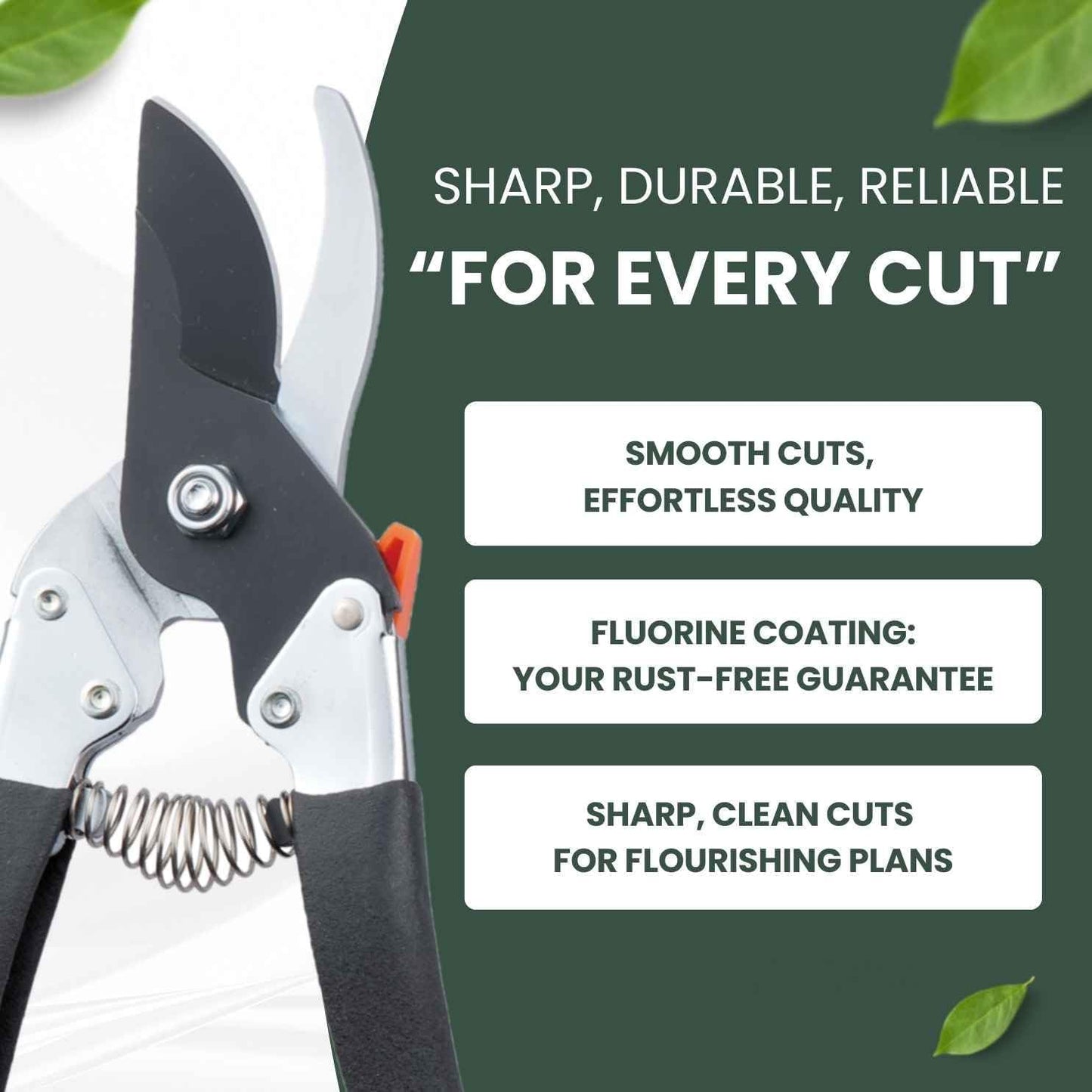 Saboten Japan 7.9" Japanese Pruning Shears - Premium Steel Blades, Rust-Resistant Fluorine Coating, Ergonomic Grip, Duracon Safety Lock - forest Originals, Made in Japan, Gardening & Farming Scissors