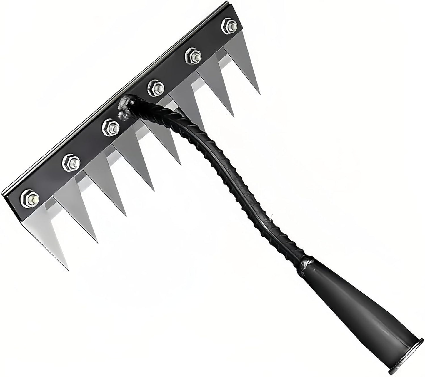 Gardenia Iron Weeding Rake, Iron Rake 2.0 for Gardening and Weeding, Detachable Double-Edged Blade Design Carbon Steel Heavy-Duty Weed Rakes,Hand Weed Puller Tools for Lawn Yard Garden Farm (8 teeths)