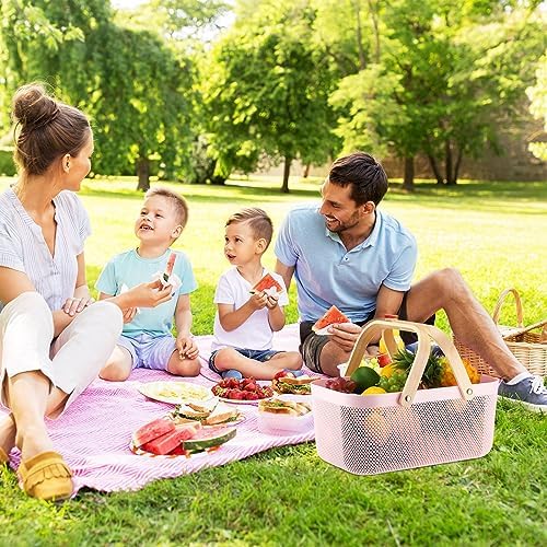Sadnyy 4 Pcs Plastic Mesh Garden Harvest Basket, Large, Pink