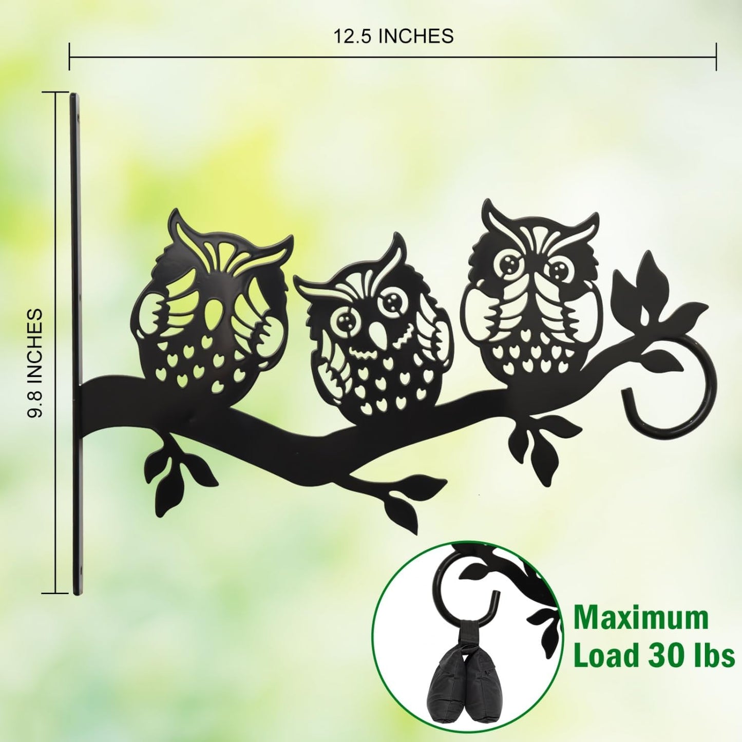 Plant Hangers Outdoor, Metal Hanging Plant Bracket, Plant Hooks for Hanging Baskets, Bird Feeders, Wind Chimes Indoor, Lantern, Flower Pot, Wall Mount Plant Holder with Screws (Owl)