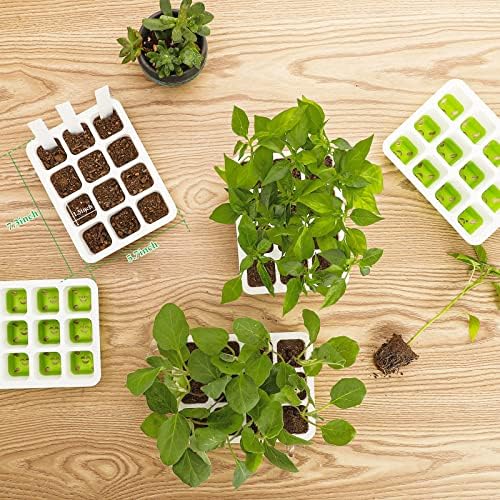 6pcs Reusable Seed Starter Kit, 72 Cells Seed Starter Trays, Silicone Seedling Starter Trays for Starting Plant Seeds with Flexible pop-Out Cells, Indoor Gardening Plant Germination Trays
