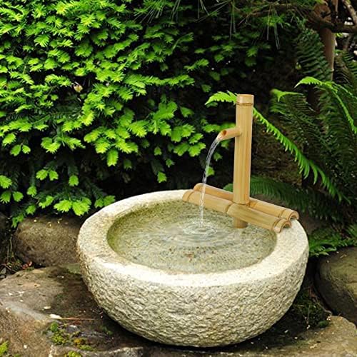 Bamboo Water Fountain Without Pump,Water Fountain Outdoor Indoor,Zen Garden Decor for Desk Patio Yard,12 Inch
