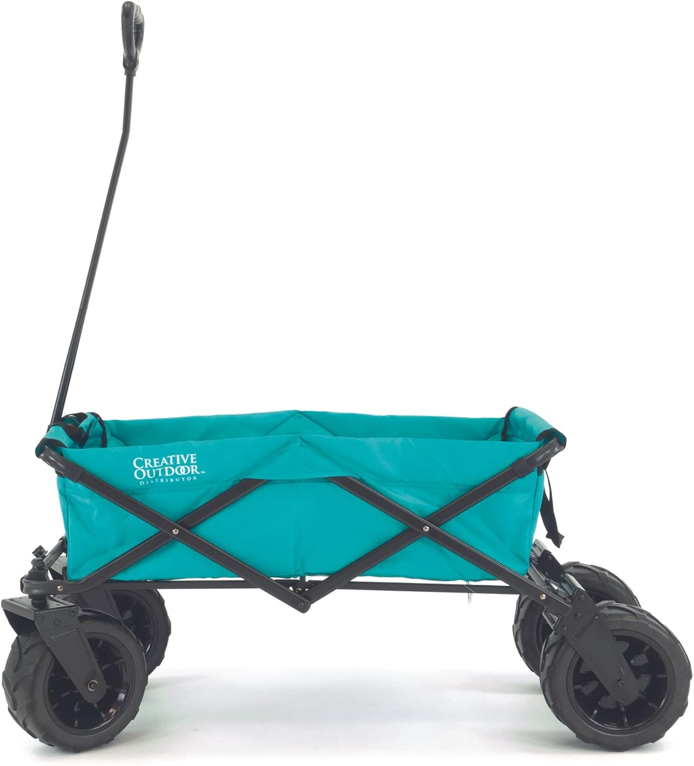 Creative Outdoor Push Pull Collapsible Stroller Wagon, 200lbs Weight Capacity, Beach Hauler XXL All-Terrain Portable Folding Cart, Giant 10" Wheels, Park, Garden & Tailgate (Teal)