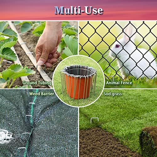 120 Pack Landscape Staples 4 Inch Galvanized Garden Stakes, 12 Gauge Heavy Duty Sod Staples for Weed Barrier Fabric, Plant Covers, Netting, Irrigation Hose & Holiday Decorations