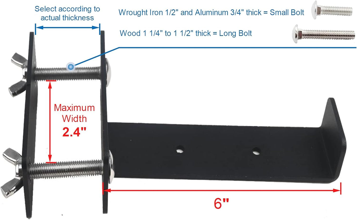 ZenSen Deck Railing Planter Box Brackets, Deck and Fence Rail Universal Planter Box Outdoor Hanging Brackets, Window Box Brackets, Fence Flower Box Brackets, Heavy Duty Iron (6Inch), Black, YS21TL-6in