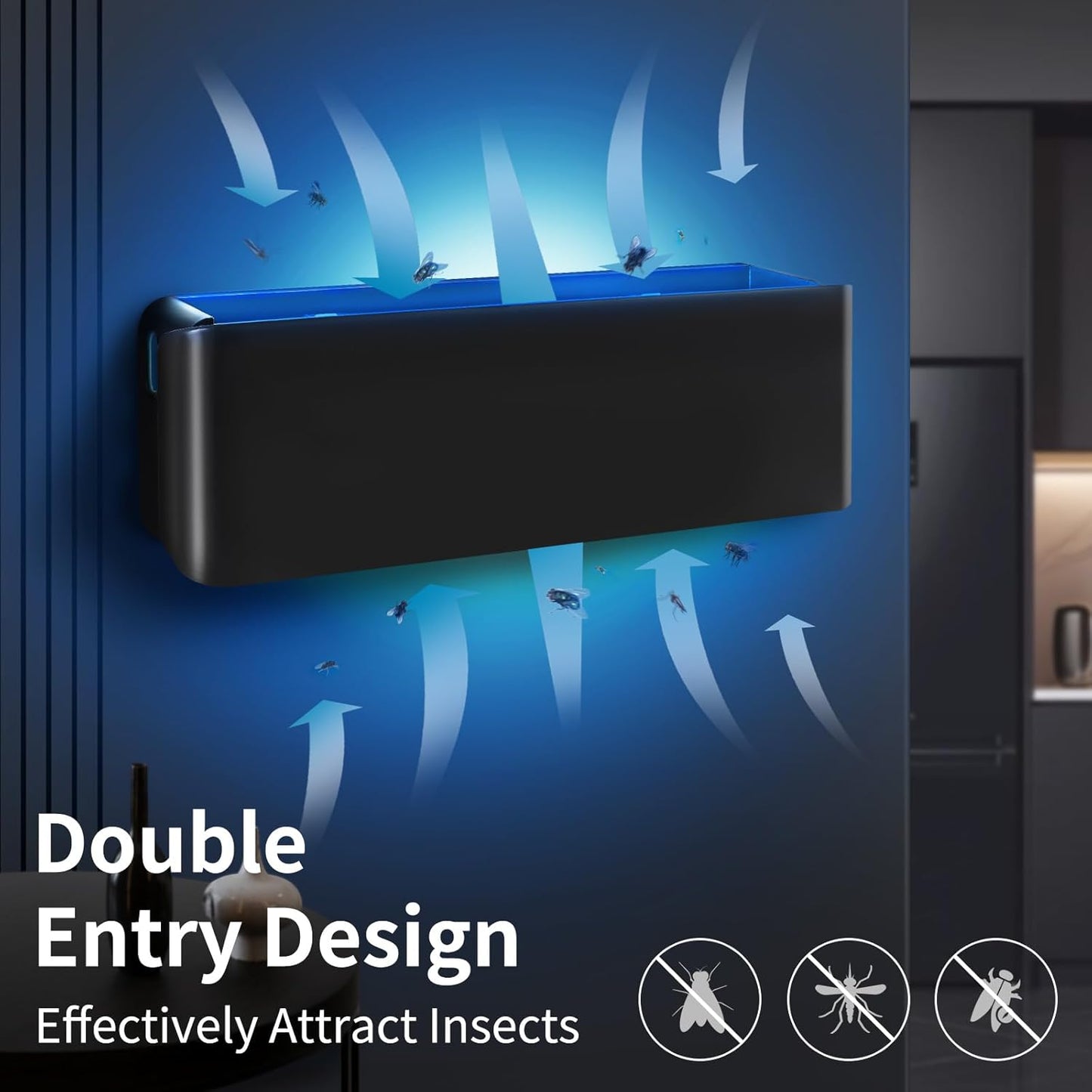 UV Fly Light Trap Indoor for Home Gnat Traps for House, Wall Sconce Fly Light Bug Catcher for Kitchen House & Restaurant Fruit Flies Garage & Warehouse with 5 Sticky Glue Boards 6.5 ft Cord