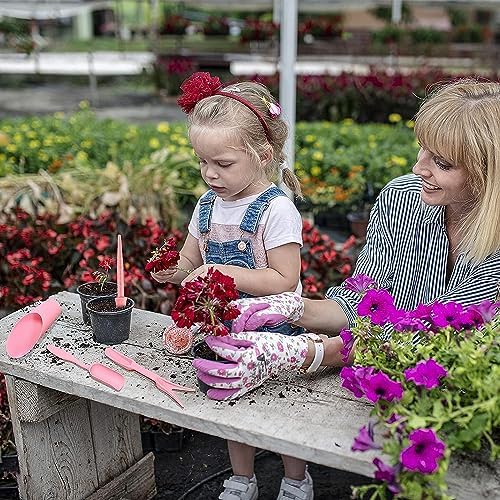 Melphoe 25Pcs Mini Garden Hand Transplanting Succulent Tools Set, 39.4" Thickened Repotting Mat & Plant Tag, Miniature Planting Indoor Fairy Care, Potting, Cactus, Houseplant Bonsai Tool Kit (Pink)