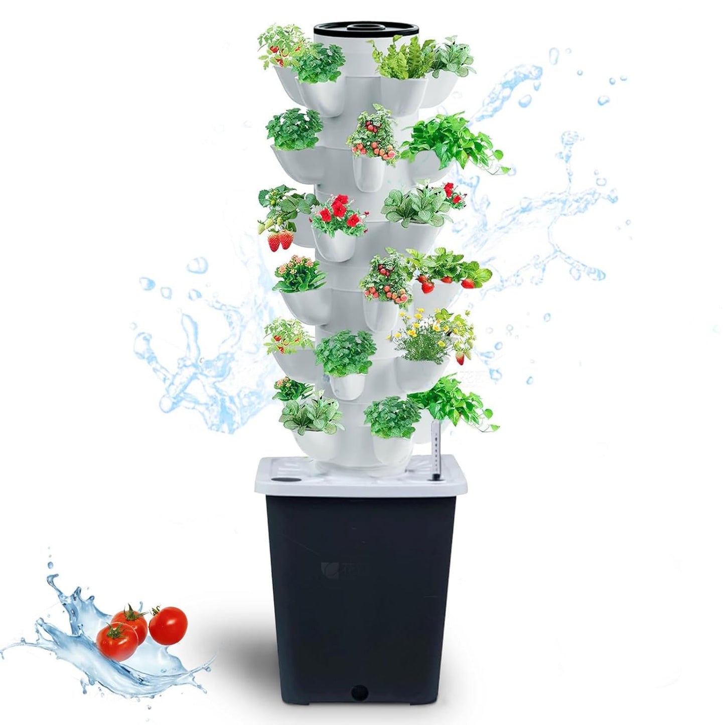 Hydroponics Tower Indoor Growing System Vertical Garden Planter Indoor Smart Garden Kit with Pump and Movable Water Tank Vegetable Plant Gift for Gardening Lover (30-Plants)
